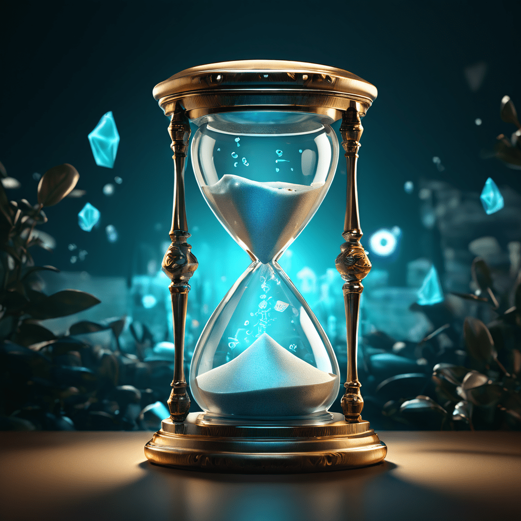 디지털 보호막이 침입하는 팝업 광고를 막아내고, 뒤편의 고요한 모래시계 속에서 비디오가 방해받지 않고 재생되는 온라인 콘텐츠 보호와 광고 차단의 개념을 상징적으로 표현한 이미지입니다.